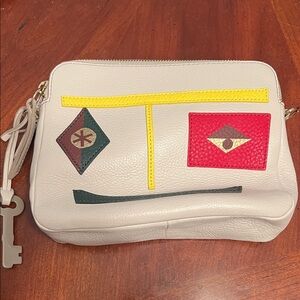 Fossil Cream Crossbody Bag with Yellow and Red Accents